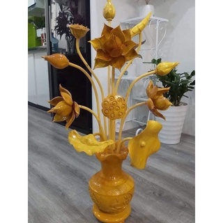 hoa sen gỗ mít 1 chiếc cao 90cm