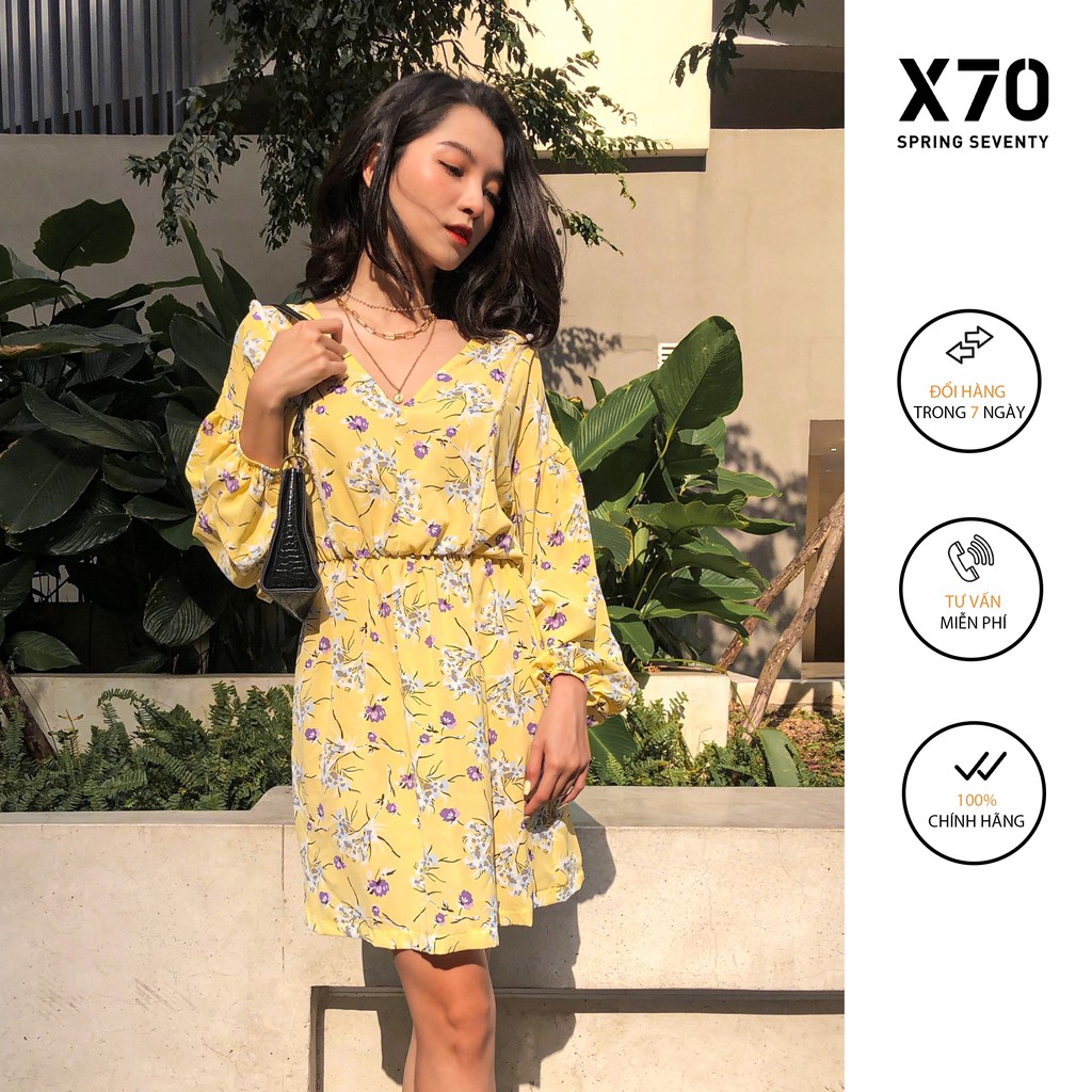 Đầm Nữ Cổ Tim Thiết Kế Hoa Thời Trang X70 - 00680005