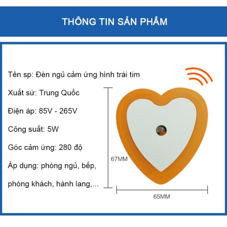 Đèn ngủ cảm biến led hình trái tim loại nhỏ chiếu sáng vào ban đêm nhiều màu TT-HOME