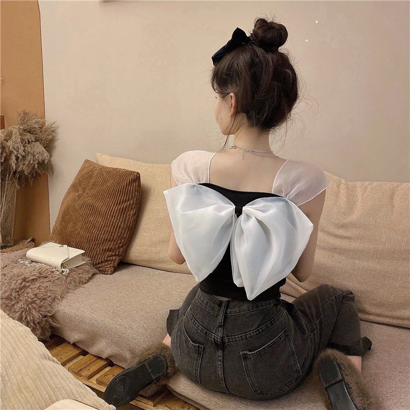 [Hàng mới]  Áo nữ, croptop nơ ngực, lựa chọn hoàn hảo cho nàng khoe vai trần, mặc được hai kiểu, xinh như công chúa