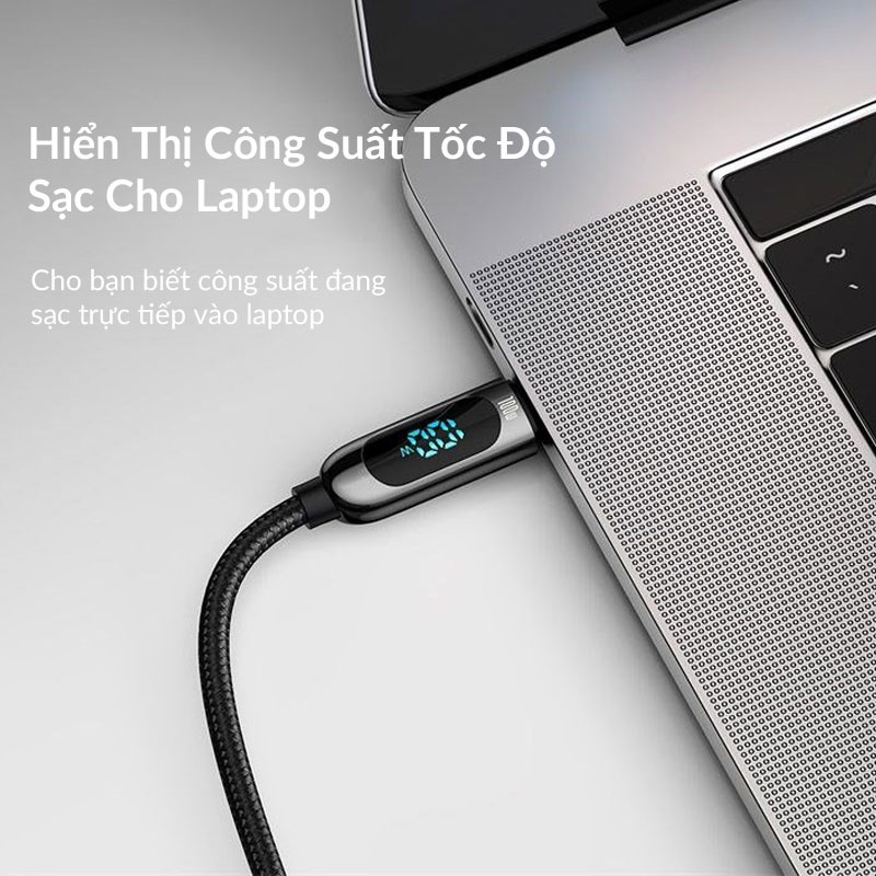 Cáp Sạc Nhanh 100W Có Đèn Led Chân Cắm Type C to Type C Cho Điện Thoại Samsung Oppo Huawei Xiaomi Njoyshop