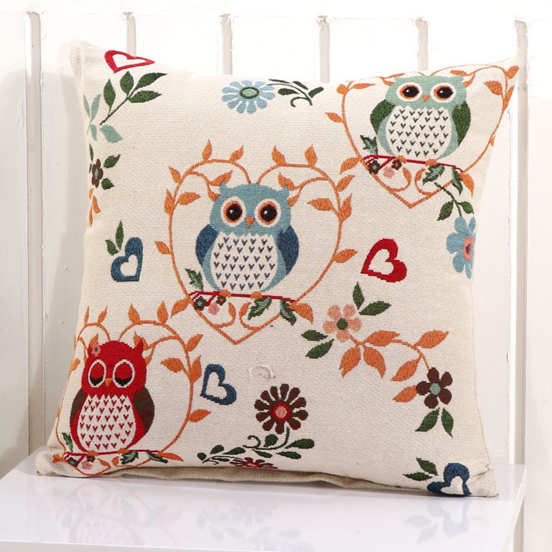 Áo Gối Được Làm Từ Vải Lanh Và Vải Cotton Với Họa Tiết Hình Con Cú Sang Trọng Dùng Trong Trang Trí Nhà, Xe Hơi