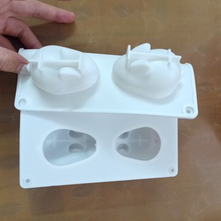 Khuôn silicon 3D mẫu con thỏ (6 con)