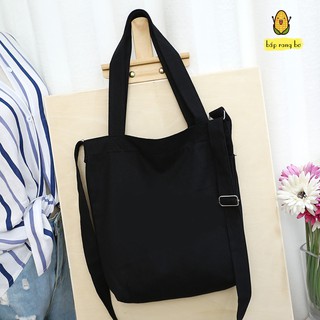 [TẶNG PHỤ KIỆN] TÚI TOTE ĐEO CHÉO VẢI DÀY 2 LỚP CÓ TÚI CON - VẢI DỆT CANVAS TRẮNG ĐEN- ULZZANG