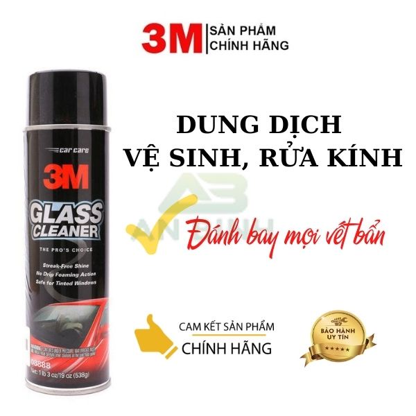 Nước Rửa Kính Và Vệ Sinh Kính Xe Ô Tô 3M Glass Cleaner 0888 – Dung Dịch Rửa Kính Dạng Bọt