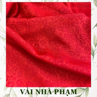 VẢI GẤM LỤA HOA GIÓ NỀN ĐỎ TƯƠI - VẢI ÁO DÀI CAO CẤP - VẢI NHÀ PHẠM - Khổ vải 1.5M