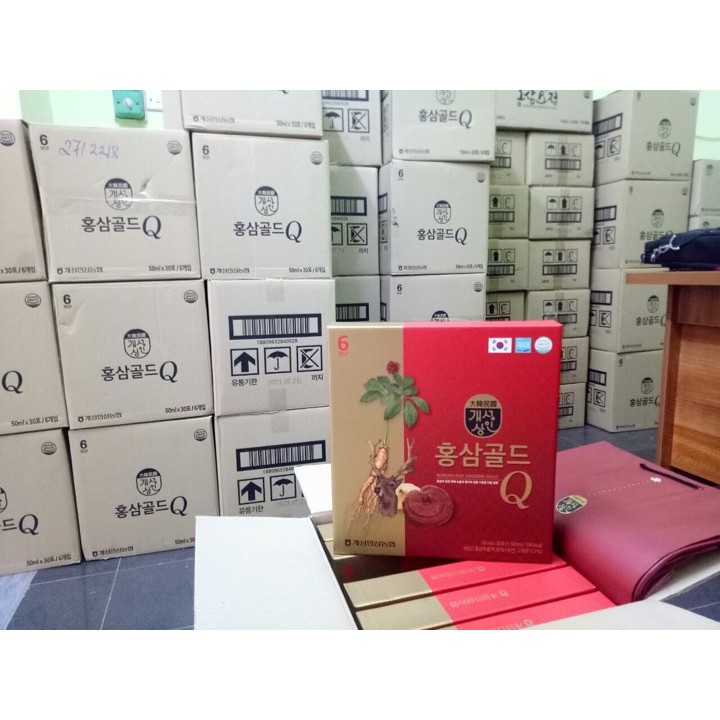 Nước hồng sâm Gold Q kèm túi xách (Hộp 30 gói x 50ml) | Thế Giới Skin Care