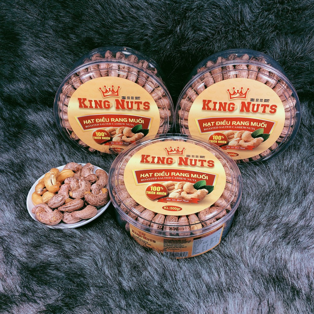 500Gr Hạt Điều Rang Muối A+ Loại 1 KingNuts Hộp Tròn