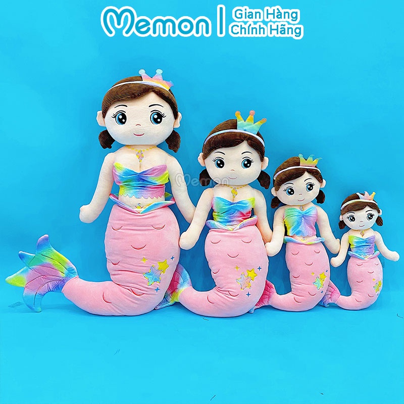 Gấu Bông Nàng Tiên Cá Thêu Sao Nhồi Bông Cho Bé Cao Cấp Memon