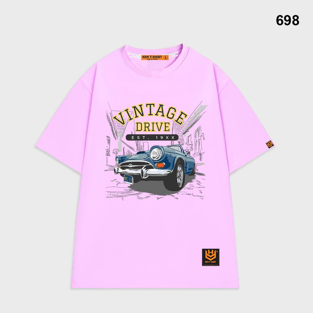 Áo thun form rộng Tay Lỡ Nam Nữ Xe Vintage Drive 698 HY KOREA