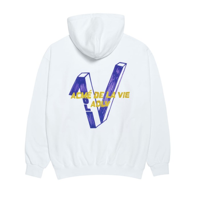 ÁO KHOÁC CÓ MŨ ADLV MARKERS LOGO ZIPUP WHITE