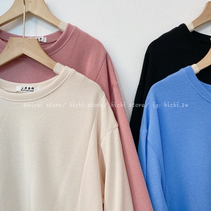 áo sweater nỉ tăm dài tay trơn xẻ sườn 4 màu tự chụp phong cách ulzzang hàn quốc | BigBuy360 - bigbuy360.vn