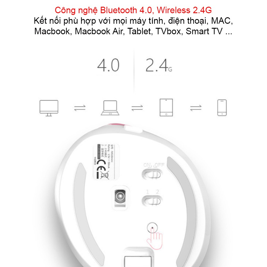 Chuột bluetooth không dây ergonomics chuột máy tính hình khối chống mỏi tay ADG M618