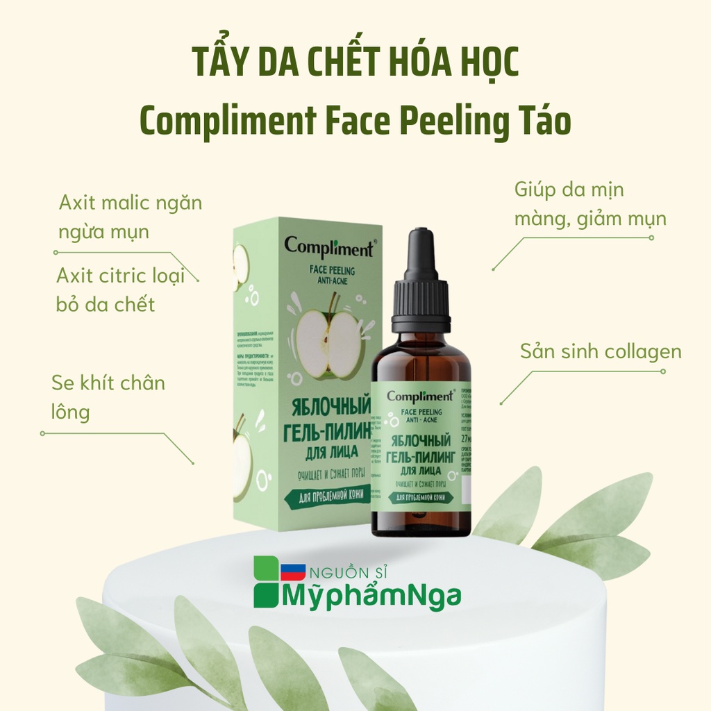 Tẩy da chết hóa học Peel da Compliment Face Peeling 27ml sáng da, se khít chân lông