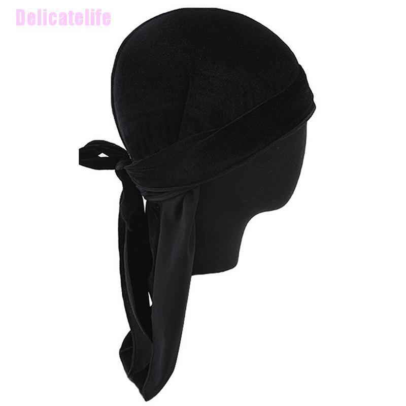 ❤Delicatelife❤ Men Women Velvet Durag Turban Cap Chemo Bandana Hats Pirate Headscarf