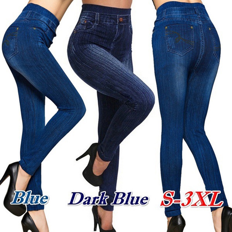 Quần Legging Jean Lưng Cao Dáng Bút Chì Không Đường May Co Giãn Thời Trang 2023 Cho Nữ