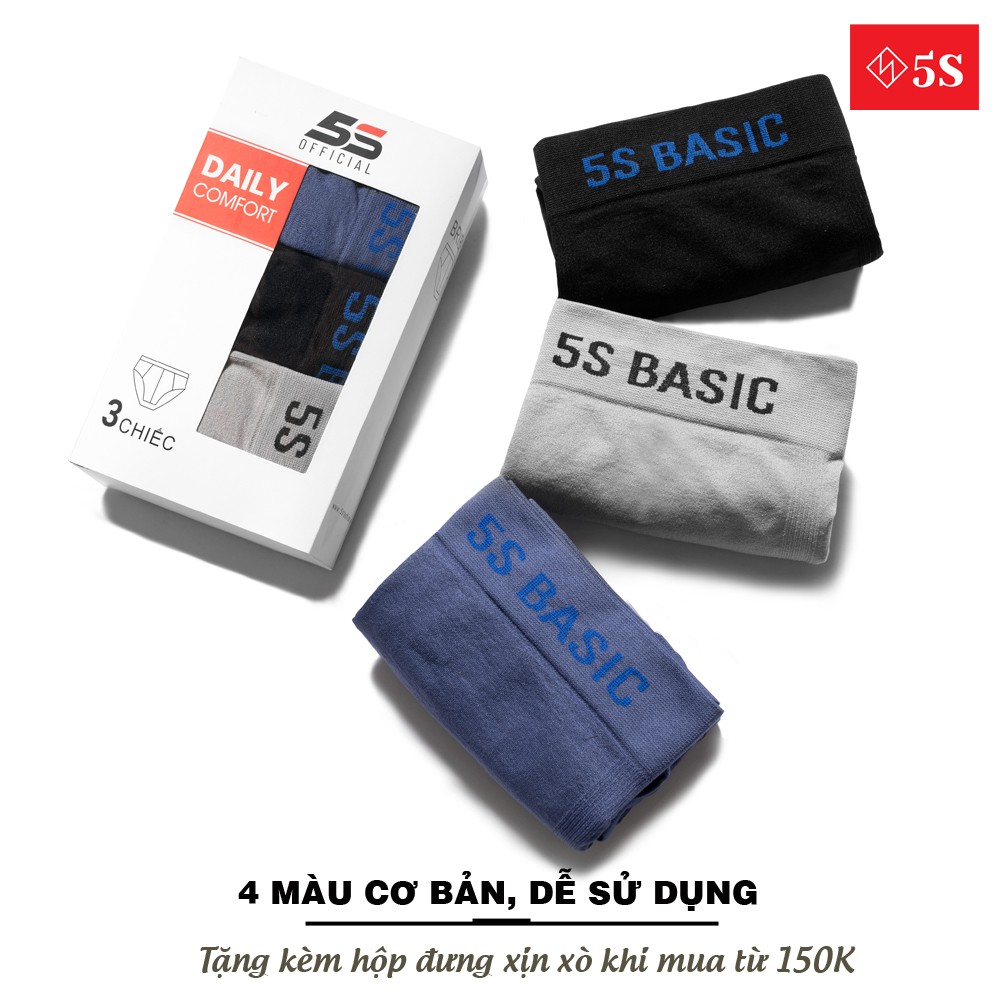 Quần Lót Nam Boxer 5S (4 màu), Cạp Dệt Không Đường May, Thấm Hút, Co Giãn, Kháng Khuẩn Cực Tốt (SIP21010BOX-02).