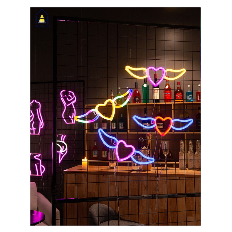 Đèn LED chữ NEON nhiều mẫu trang trí DECOR phòng ngủ , quán ăn , nhà hàng , sân khấu hộp PIN + USB