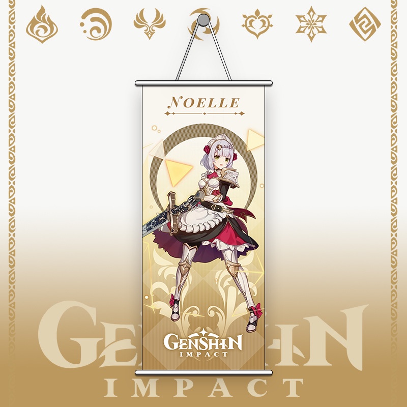 Genshin Impact Poster Wall Pendent Painting Hanging Anime 74x35CM Zhongli Ganyu Keqing Home Decor Posters Gift