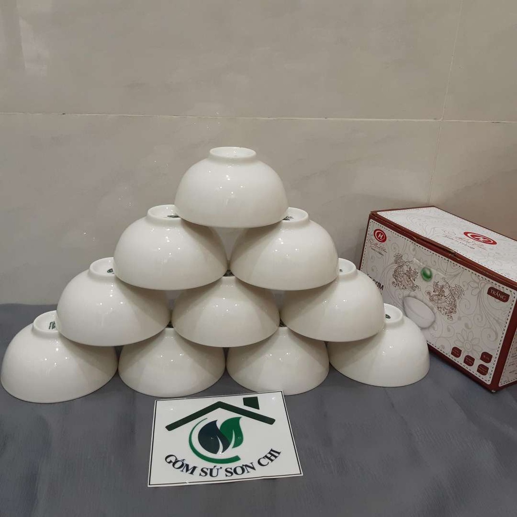 Bộ 10 chén Minh Châu trắng - màu trắng đục