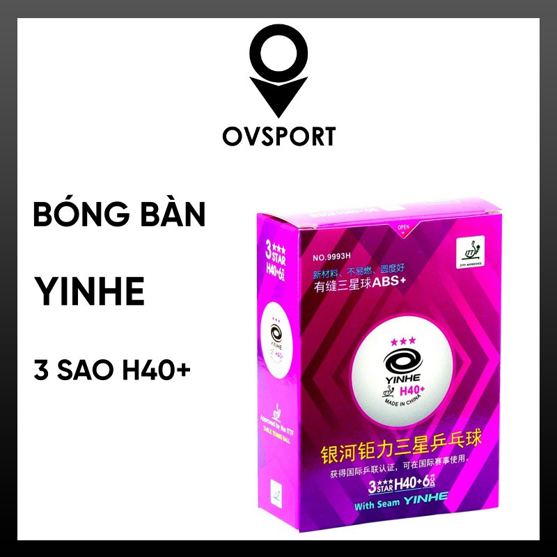 Bóng Yinhe hồng 3 sao H40+ (6 quả/hộp)