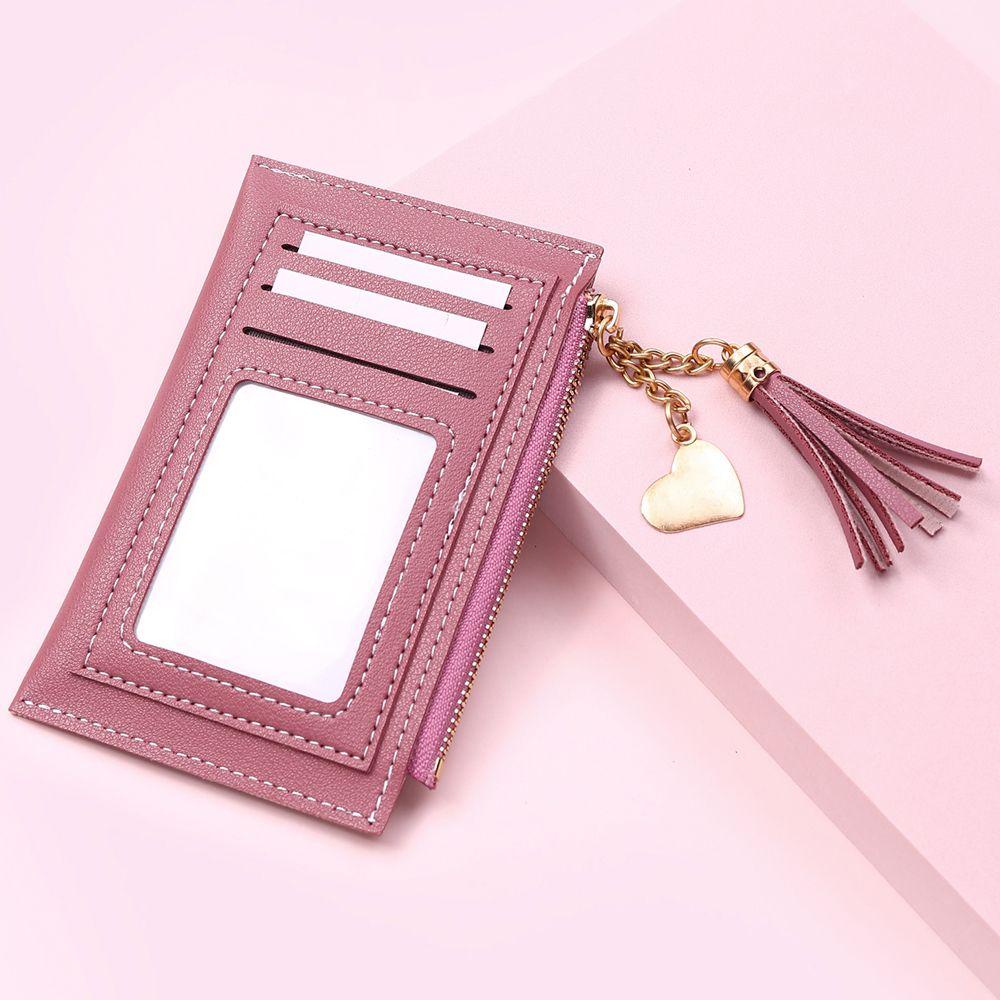 Ví Da PU Hai Mặt Có Khóa Kéo Đựng Tiền Xu Và Thẻ Tiện Dụng Cho Bạn Gái