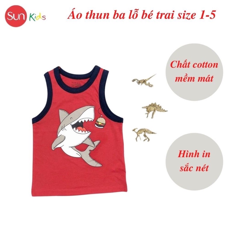 Áo thun ba lỗ bé trai, size nhí 1-5, hàng made in vn, chất cotton xuất dư đẹp - SUNKIDS1