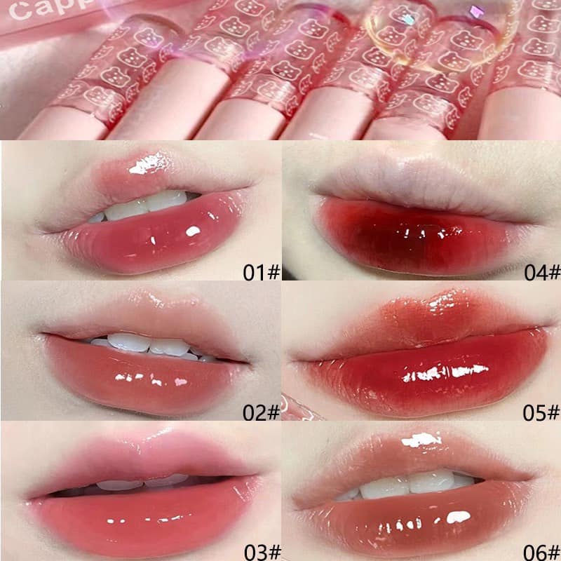 Son kem bóng CAPPUVINI gấu hồng Bubbly Bear Lip Glaze gấu xanh hồng căng bóng mềm mịn