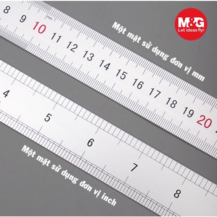 Thước kẻ hợp kim nhôm - Thước kĩ thuật, góc bo tròn 20/30cm, MG - ARLN0483/0484