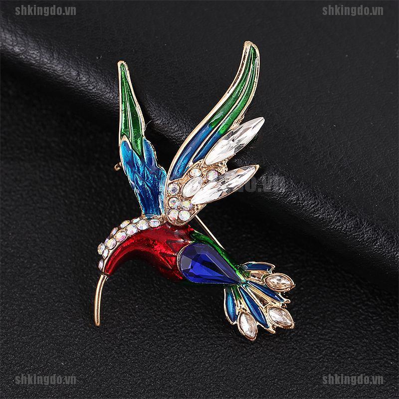 Huy hiệu cài áo hình chim nhiều phong cách đính pha lê lấp lánh sang trọng