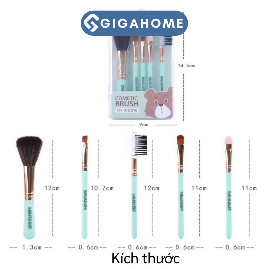Bộ 5 Món Cọ Trang Điểm Cá Nhân GIGAHOME Lông Mềm Mịn, Dễ Ăn Phấn Dễ Mang Đi 8691
