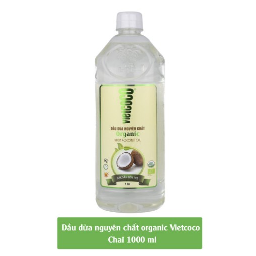 [Chai Pet 1 lít] Dầu Dừa 100% Nguyên Chất Organic Vietcoco