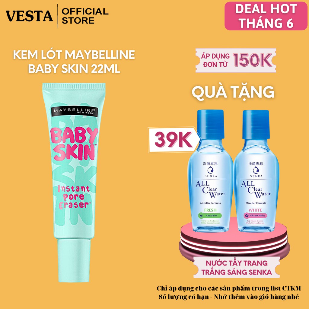 Kem Lót Trang Điểm Maybelline Mịn Da Che Khuyết Điểm Baby Skin 22ml Baby Skin Pore Eraser