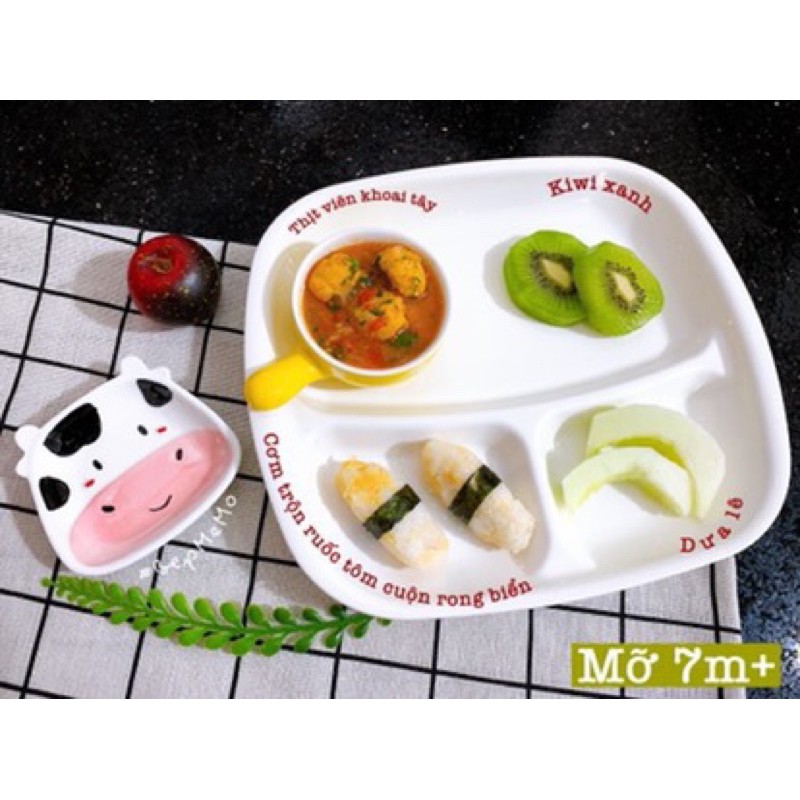 Đĩa sứ hình con vật dễ thương cho bé ăn dặm - Bát chén sứ