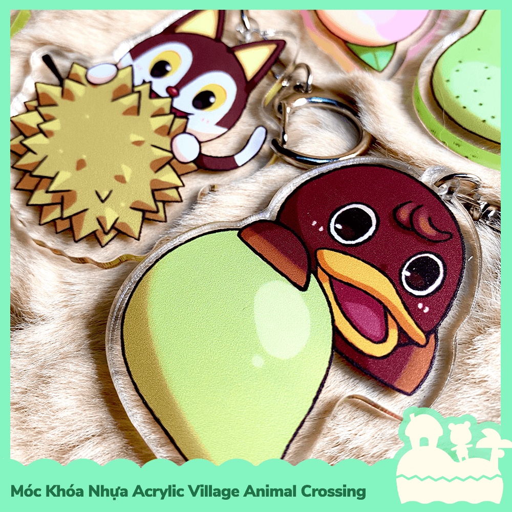 [Sẵn VN - NowShip] Móc Khóa Keychain Acrylic Nhựa Trong Nhân Vật Game Animal Crossing Horizons Nintendo Fruit Trái Cây