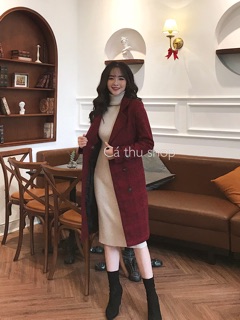 Áo dạ kẻ măng tô cao cấp