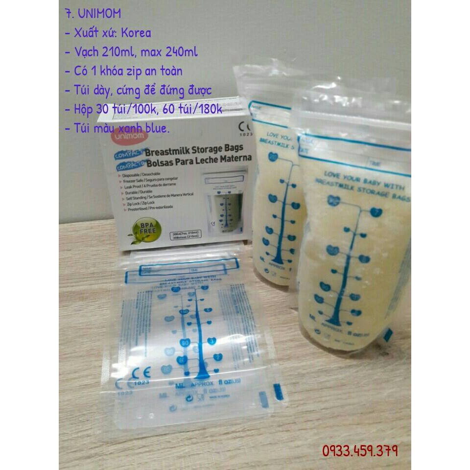 Túi trữ sữa Unimom 30 túi/hộp (Cam kết chính hãng))