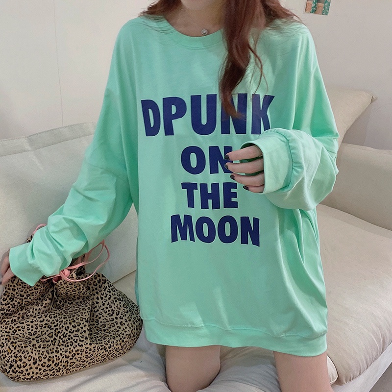 SUXI Áo Sweater Nữ Tay Dài Dáng Rộng In Hình Phong Cách Hàn Quốc