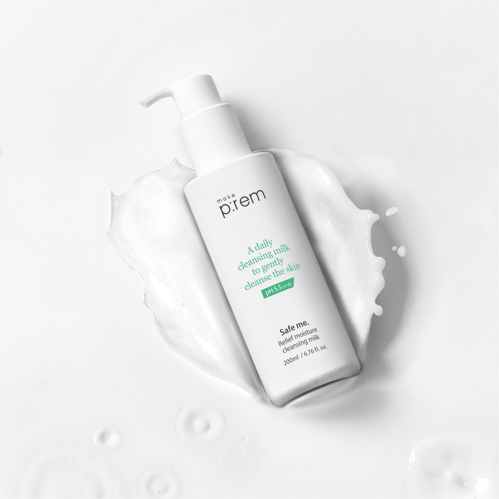 Tẩy trang dạng sữa Make P:rem Safe me. Relief moisture cleansing milk