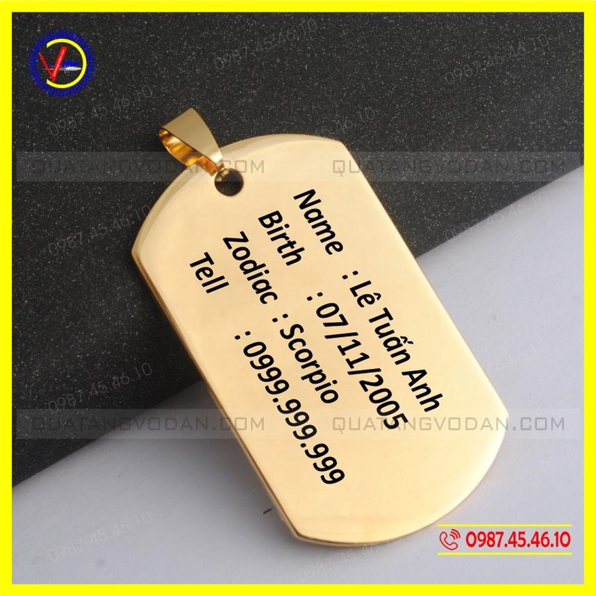 Dây chuyền thẻ bài DOGTAG Inox VÀNG khắc tên - Vòng cổ dogtag| QUÀ TẶNG VỎ ĐẠN