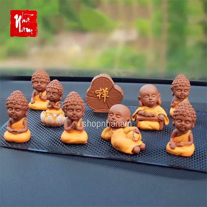 [Chọn mẫu Bộ tượng phật 9 món gốm Đại Cát trang trí xe hơi trang trí nhà cửa