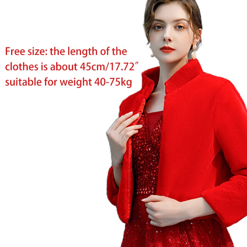 Áo khoác dạ bằng vải lông ấm áp tay 3/4 màu trơn thời trang mùa đông cho cô dâu trong đám cưới | BigBuy360 - bigbuy360.vn