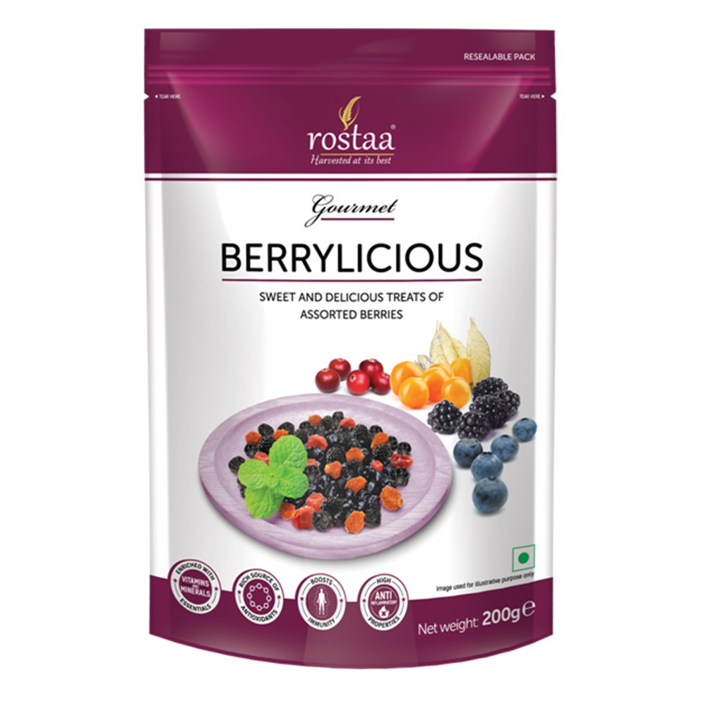 [ Sản phẩm Mỹ] BERRYLICIOUS - Hỗn hợp các loại quả mọng Mỹ: Mâm xôi, việt quất, nam việt quất, nho khô và golden berries