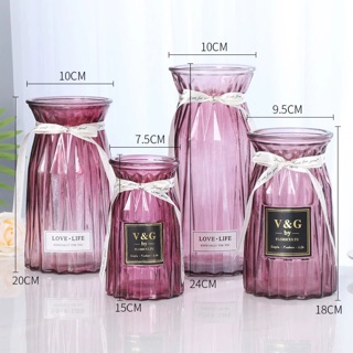 Lọ hoa thuỷ tinh vân sọc đỏ rượu lẻ bình