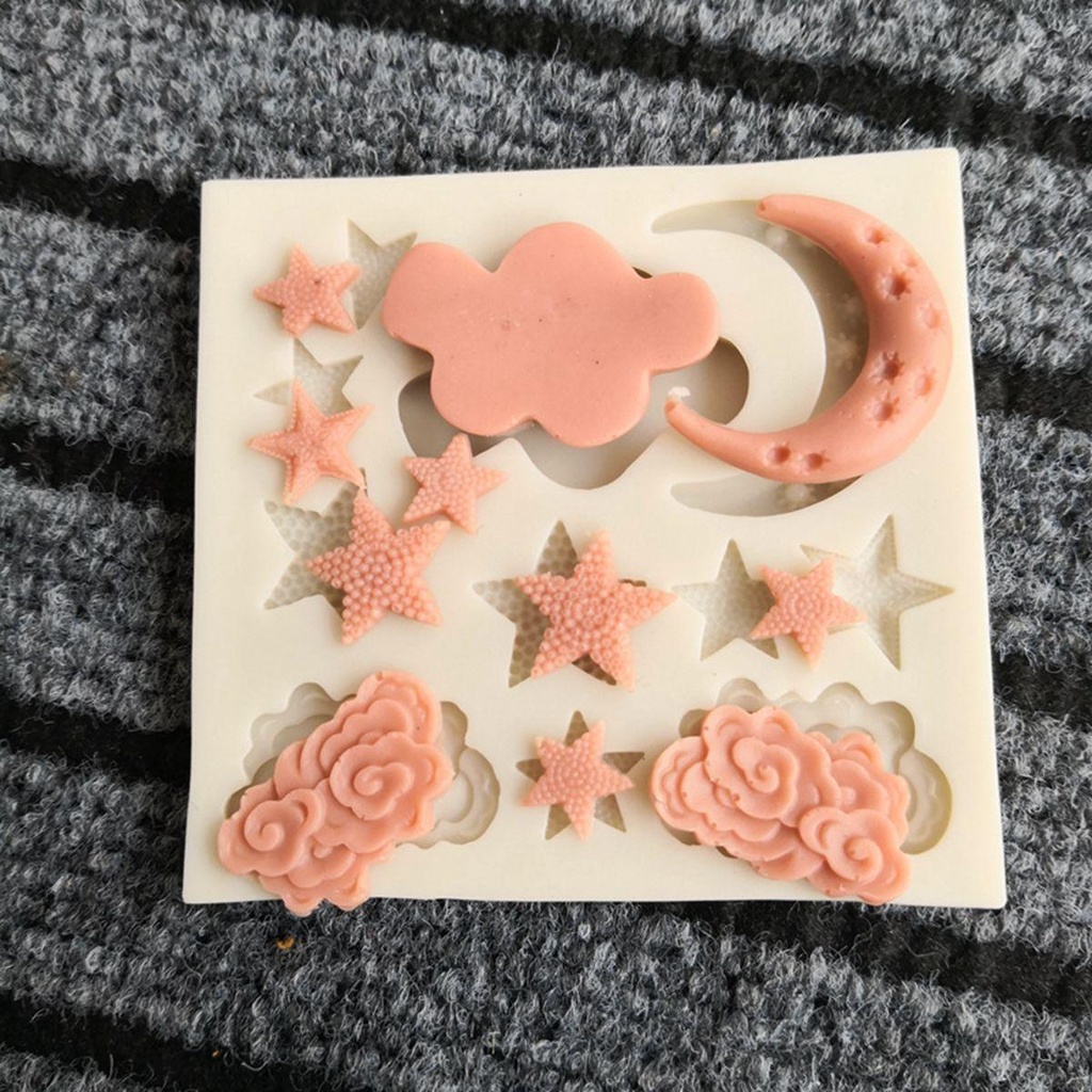 Khuôn Silicone Tạo Hình Làm Bánh Kẹo Hình Trăng Sao 3D