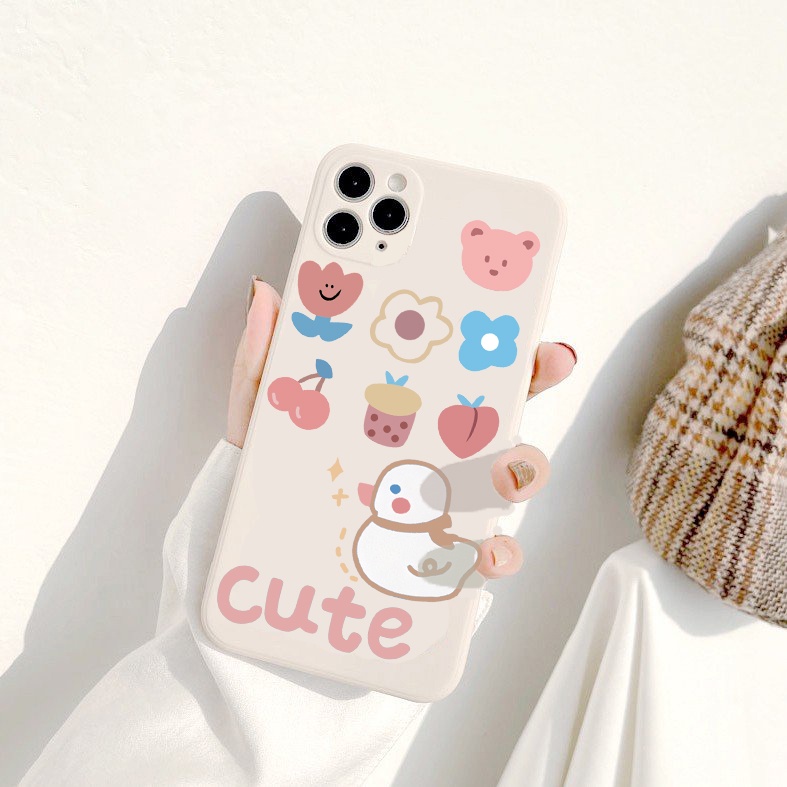 Ốp lưng iphone cạnh vuông Cute dành cho iphone 6 đến 14promax - E68
