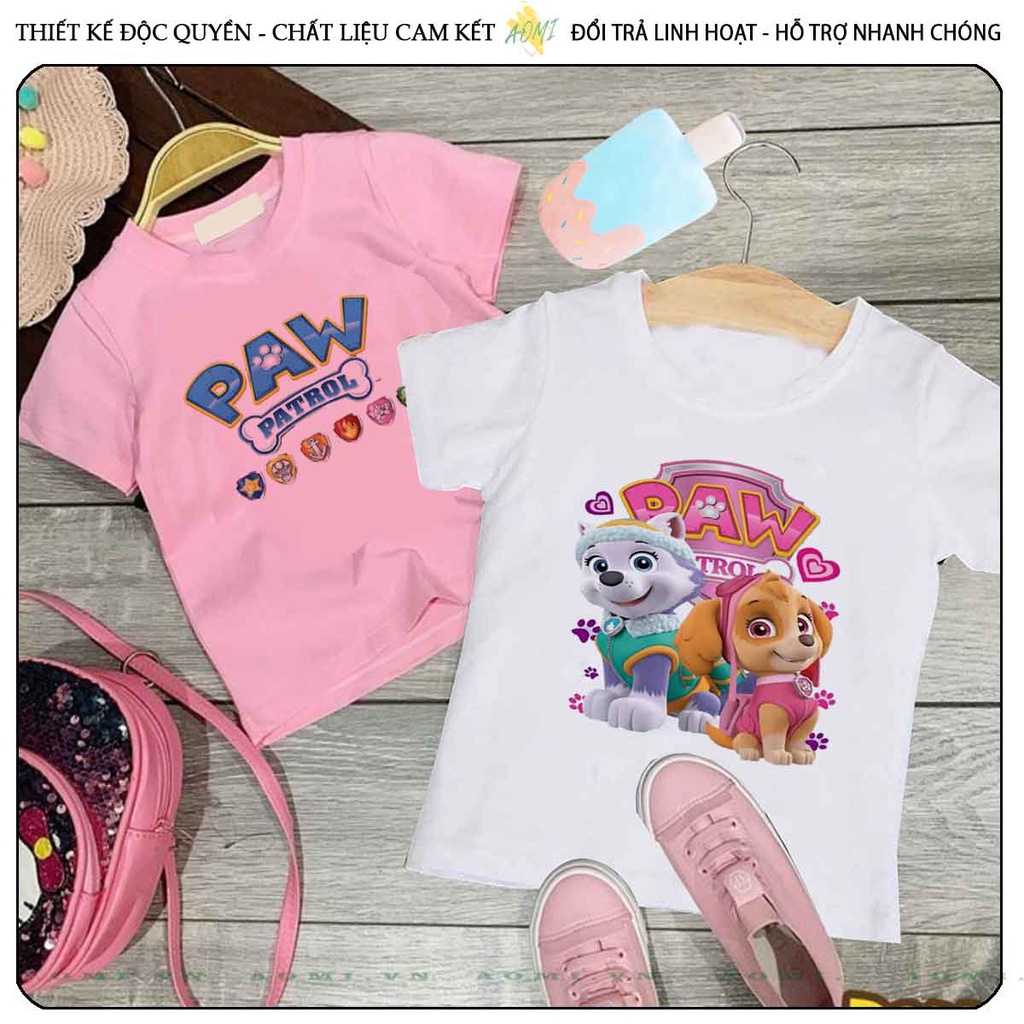 ÁO THUN UNISEX đội chó cứu hộ PHÔNG TRẮNG TAY NGẮN NAM NỮ GIA ĐÌNH CẶP ĐÔI SIZE TRẺ EM BÉ TRAI GÁI AOMIVN