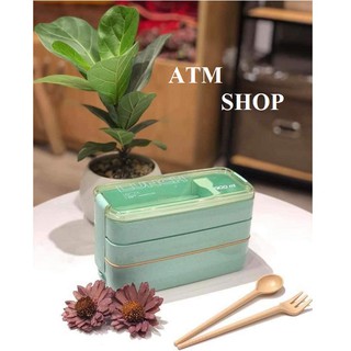 HỘP CƠM LÚA MẠCH 3 TẦNG 900ML - CÀ MÊN ĐỰNG CƠM