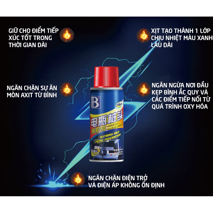 BOTNY Battery pile head potector 100ml,Dung dịch bảo vệ cực bình ắc quy chống ăn mòn bảo vệ bình acws quy-B-2002