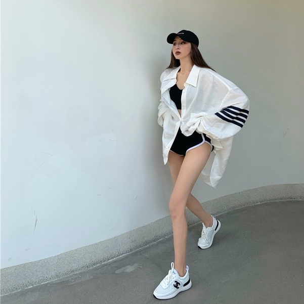 Áo Hai Dây / Quần Đùi / Áo Sơ Mi Thể Thao Dáng Rộng Thời Trang Cá Tính Cho Nữ